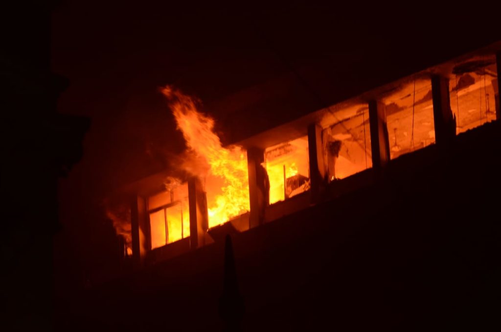 The devastating fire in the railway building on Strand Road